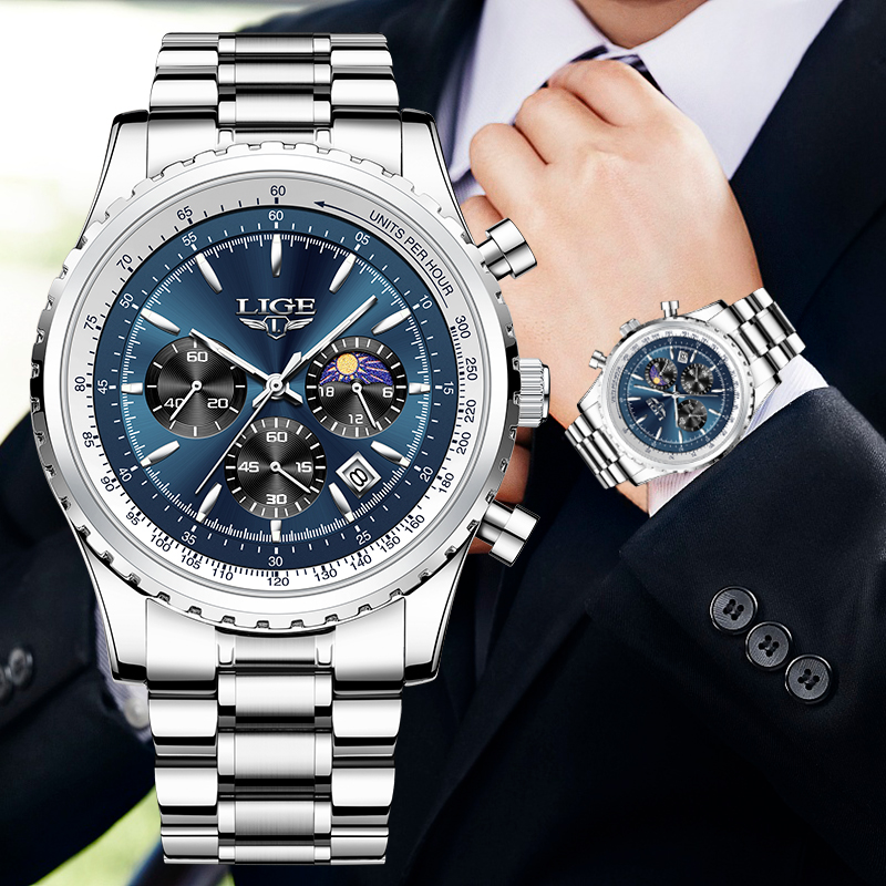 Luxury Watch Manufacturers - LIGE-reloj analógico de acero inoxidable para
