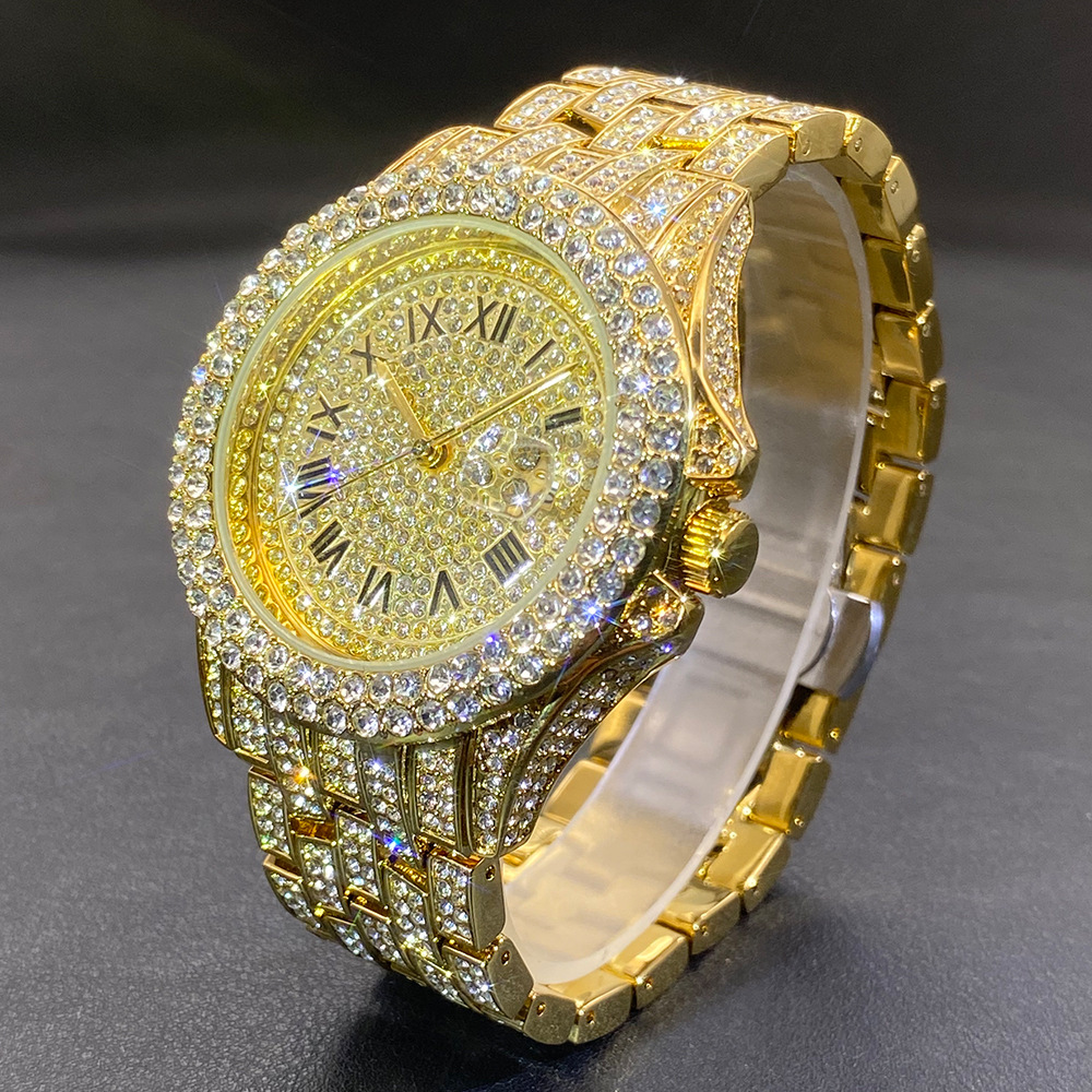 Luxury Watch Gold - Reloj de Pulsera Grande Dorado, Plateado