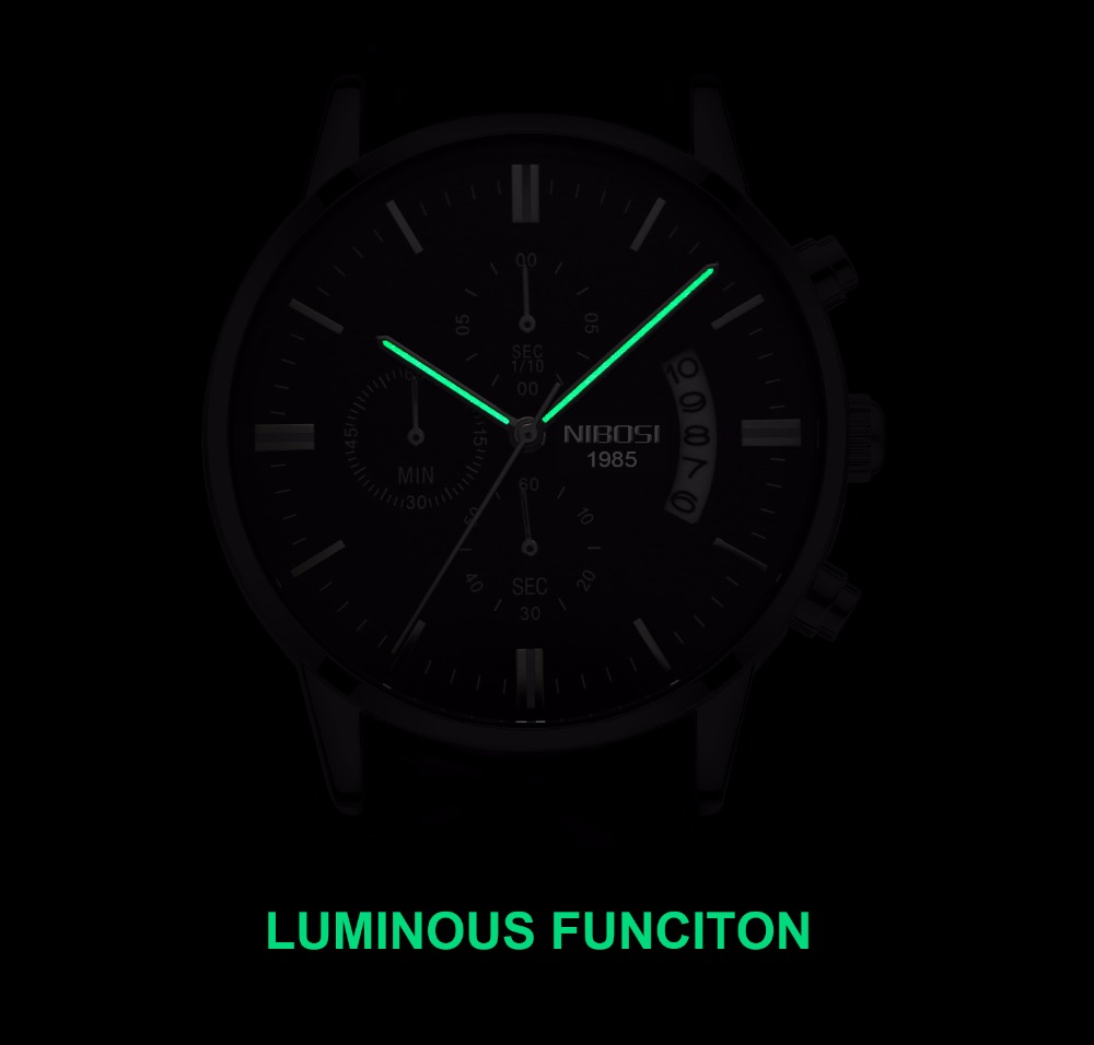 Reloj NIBOSI de cuarzo negro d - Luxury Watch Manufacturers reseña y precio