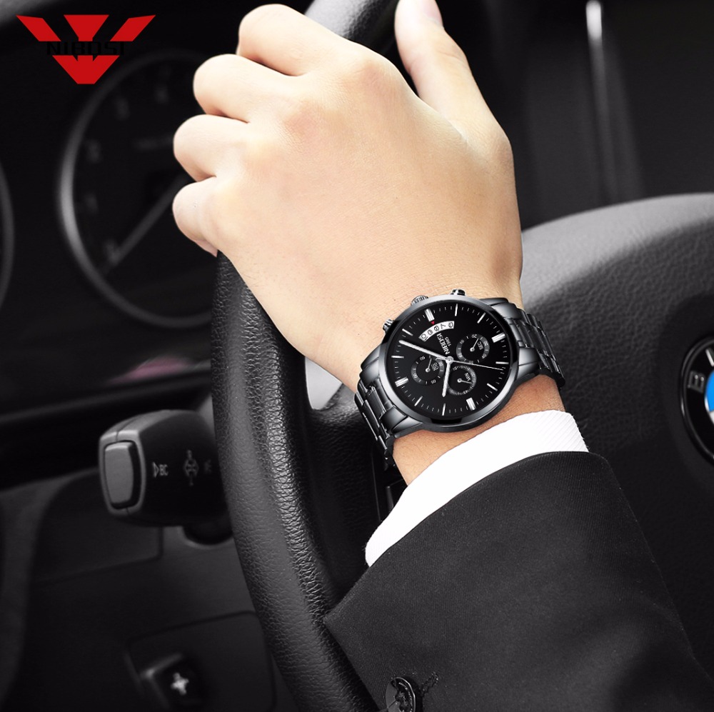Reloj NIBOSI de cuarzo negro d - Luxury Watch Manufacturers reseña y precio