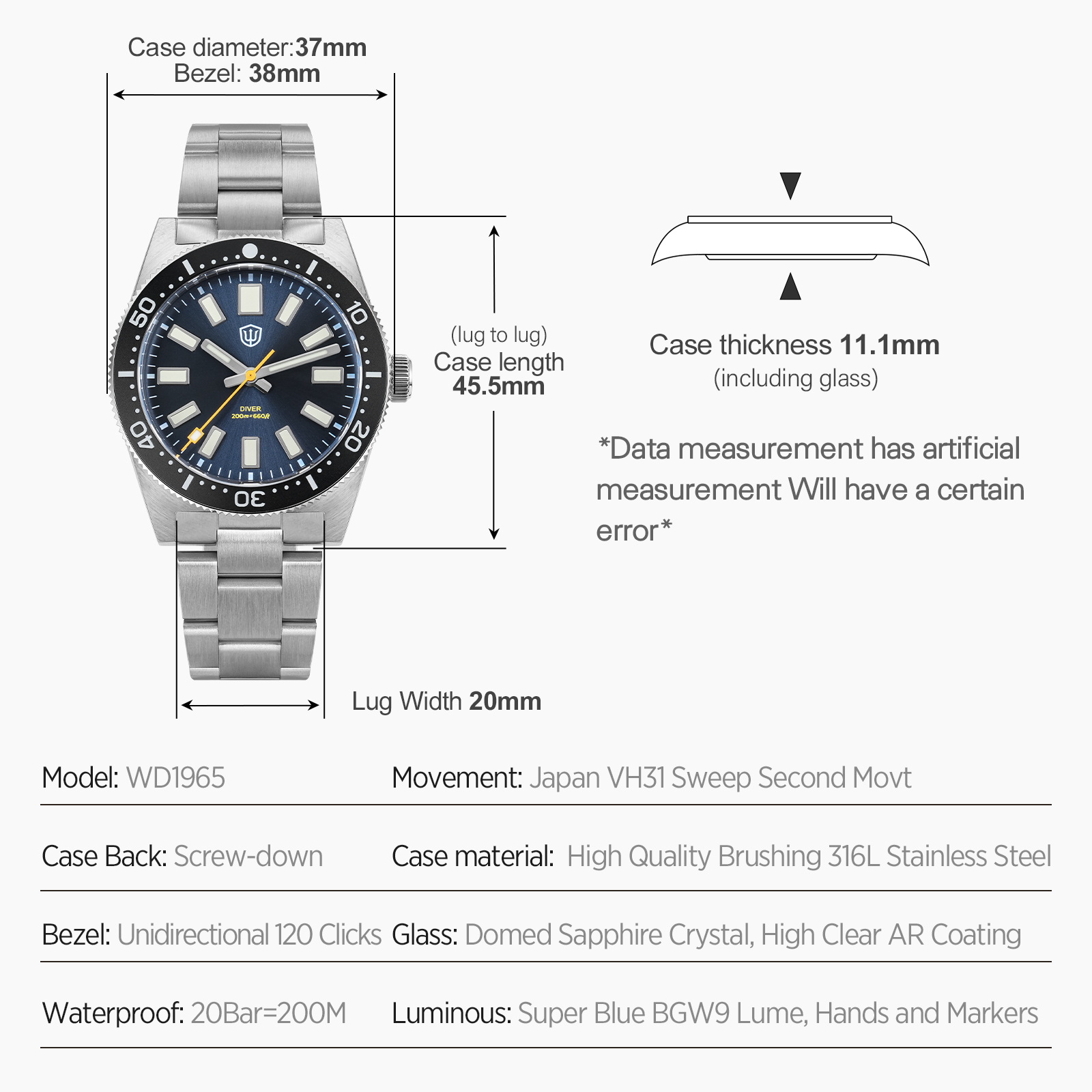 Reloj Watchdives WD1965 V2 par - Luxury Watch Uk reseña y precio