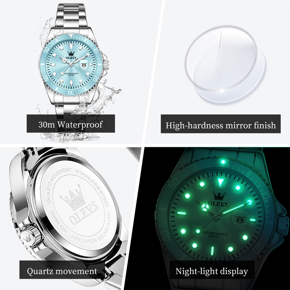 OLEVS-reloj de cuarzo resisten - Luxury Watch Logos reseña y precio